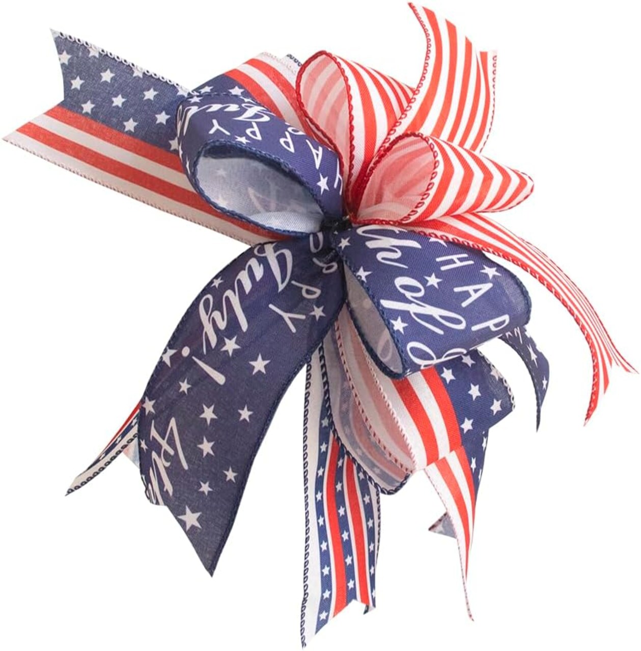 12-Inch Patriotic Wreath Bow – Independence Day Ribbon Decoration for 4th of July, Memorial Day, Mailbox, Front Door, and Tree Topper